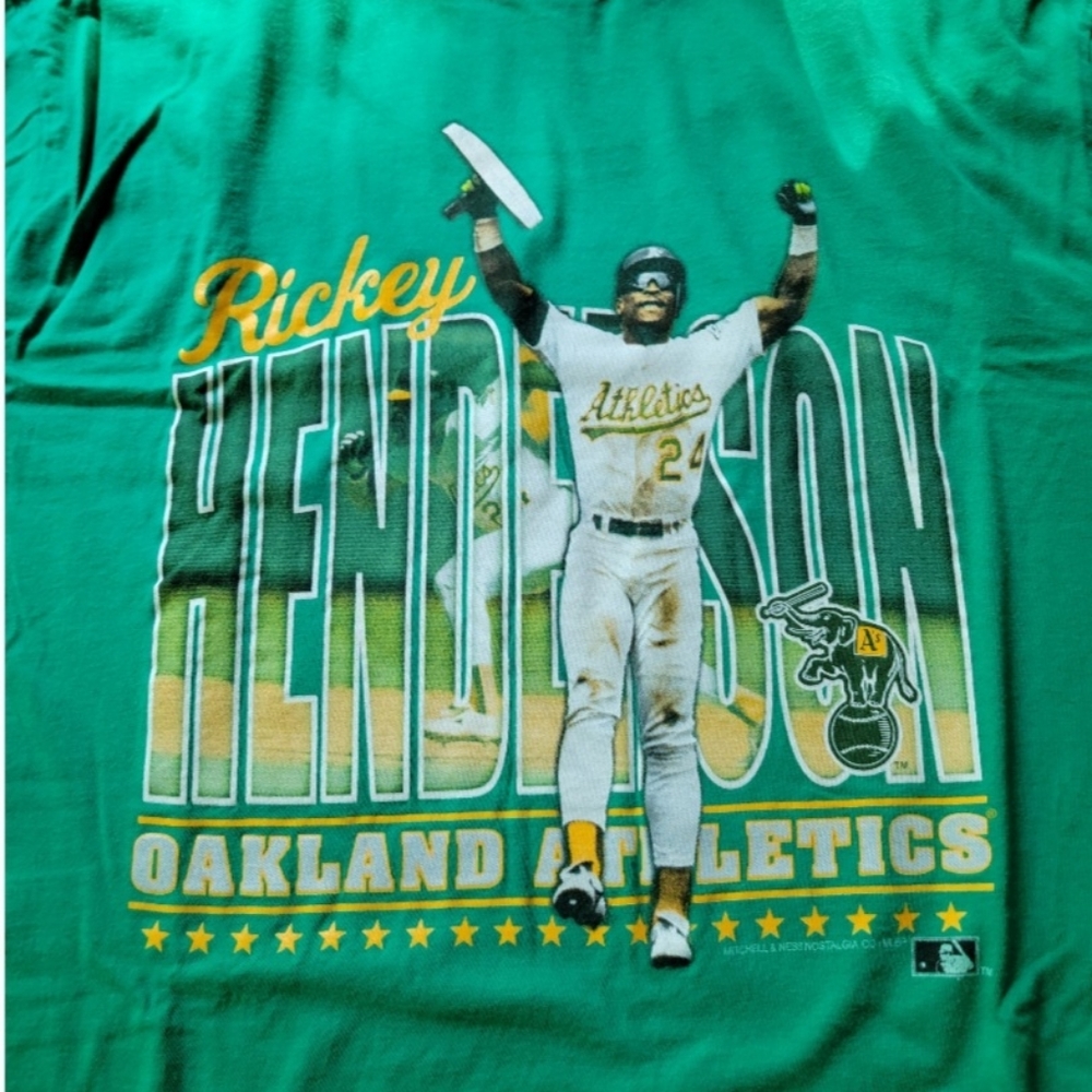 M&N Rickey Henderson Oakland A's tee Sz men's S